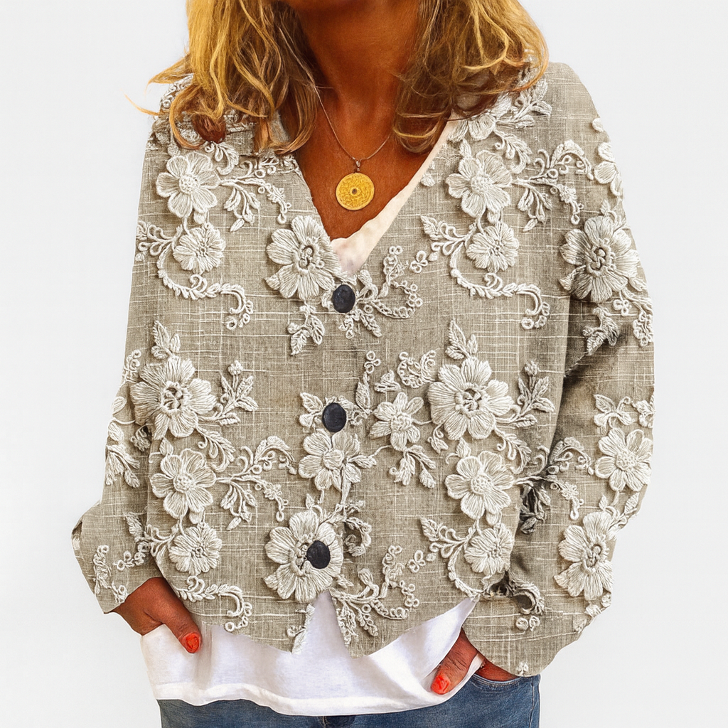 Cardigan med blommönster – Omfamna varje dag med bekväm elegans